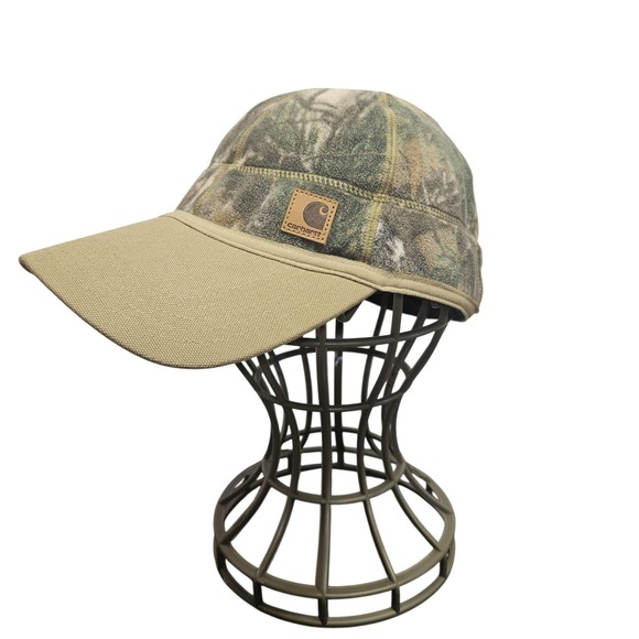 Carhartt Hat Cap Camouflage Khaki Force Fleece Outdoor Mens One Size - Picture 1 of 9